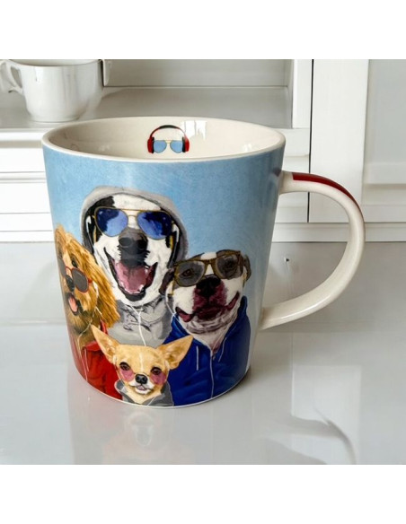 Psy Kubek Porcelanowy w Ozdobnym Pudełku, 400 ml