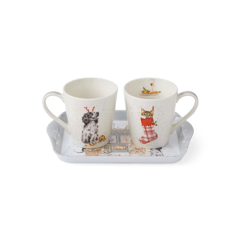 Idą Święta Kubki Porcelanowe & Tacka...