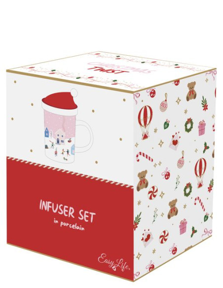 Kubek z pokrywką i metalowym zaparzaczem 370 ml w pudełku