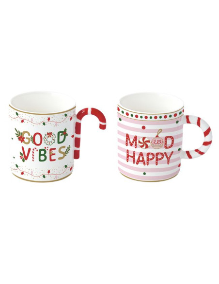 Świąteczny twist Zestaw 2 porcelanowych kubków 350 ml w kolorowym pudełku CHRISTMAS