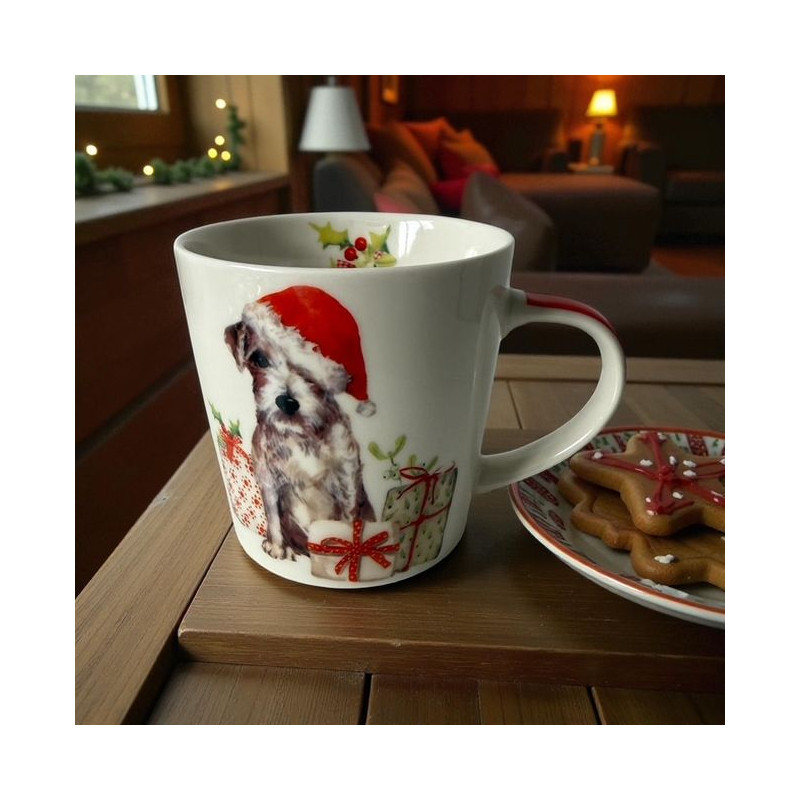 Świąteczny Pies Kubek Porcelanowy w...