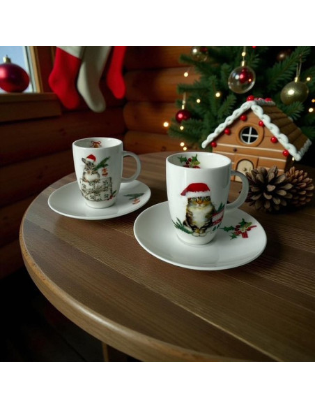 Kot i Mysz Filiżanki do Espresso w Ozdobnym Pudełku 80 ml