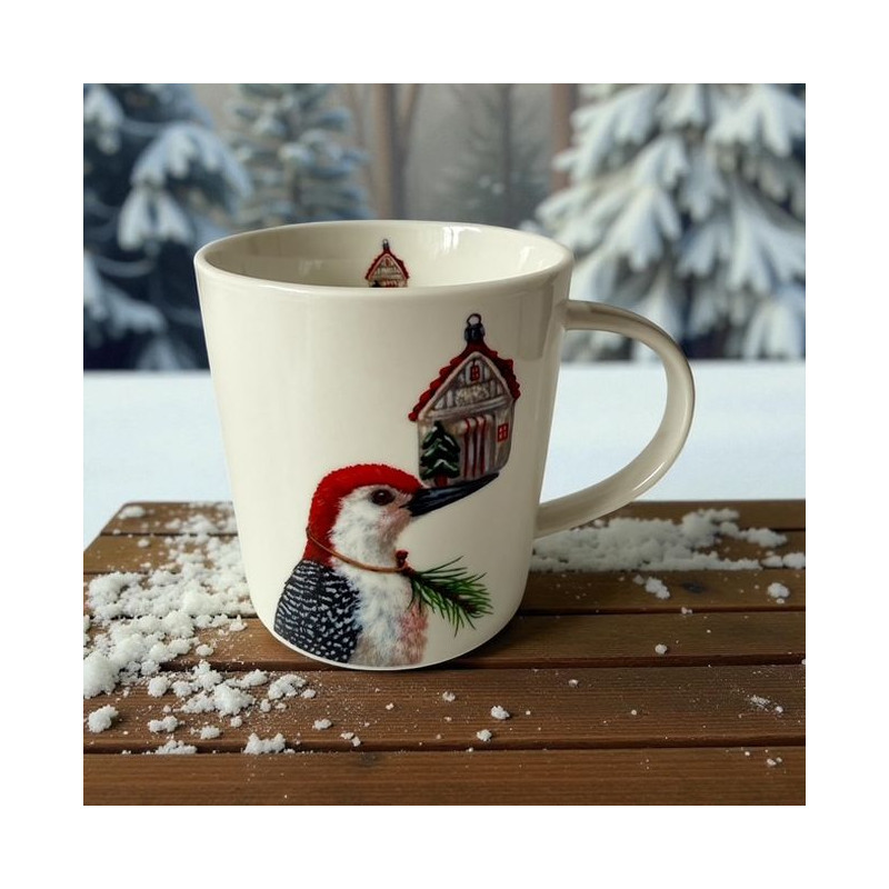 Dzięcioł Kubek Porcelanowy w Ozdobnym...