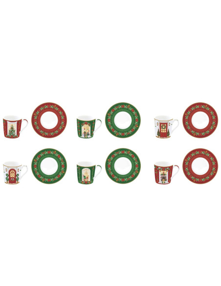 Świąteczna scanka Kpl. 6 filiżanek porcelanowych ze spodkami 100 ml w kolorowym pudełku