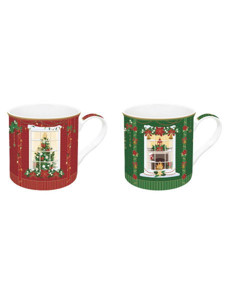 Świąteczna scanka kpl. 2 wysokiej jakości kubków Fine China 300 ml w zestawie prezentowym