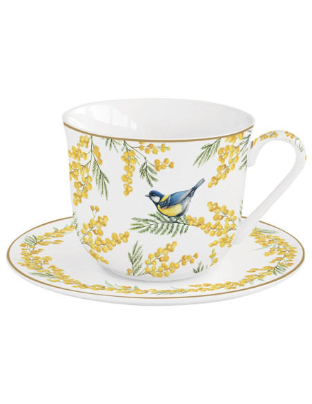 Sikorka Filiżanka śniadaniowa porcelanowa ze spodkiem 370ml w kolorowym pudełku