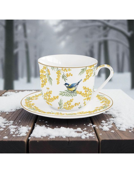 Sikorka Filiżanka śniadaniowa porcelanowa ze spodkiem 370ml w kolorowym pudełku