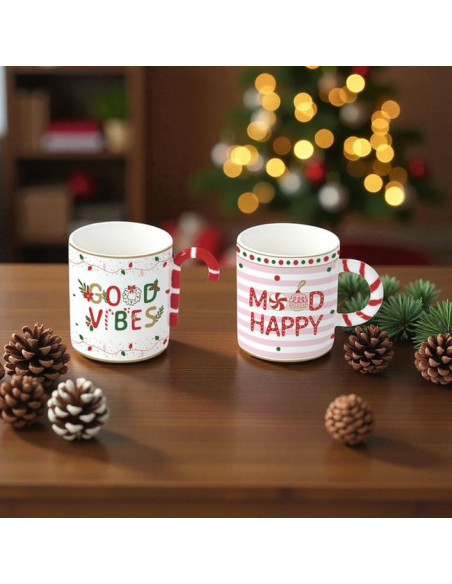 Świąteczny twist Zestaw 2 porcelanowych kubków 350 ml w kolorowym pudełku CHRISTMAS