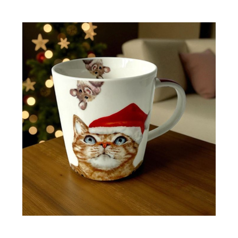 Kot w Czapce Świętego Mikołaja Kubek...