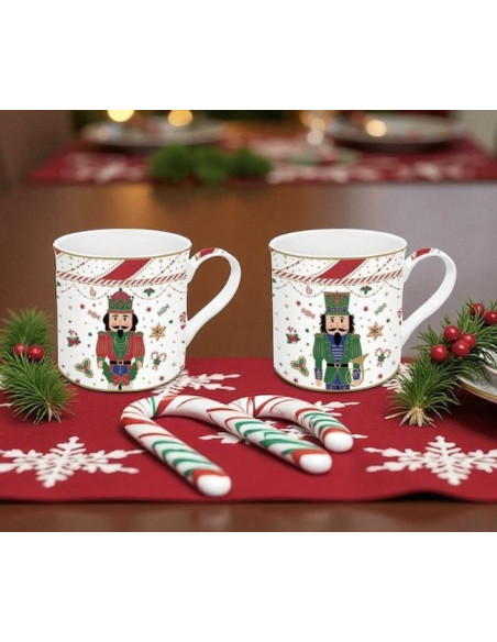 Dziedek do orzechów Kpl. 2 wysokiej jakości kubków Fine China 300 ml w zestawie prezentowym