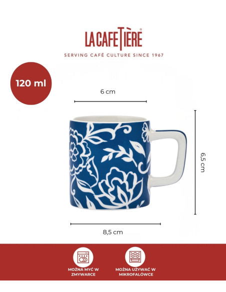 La Cafetière Ceramiczna filiżanka do espresso Blu Fiorato 120 ml