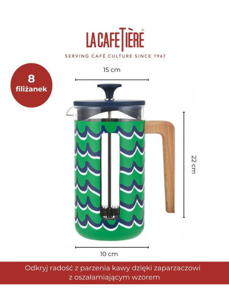 Zaparzacz do Kawy Typu French Press La Cafetière Pisa na 8 filiżanek, Cyan Tides