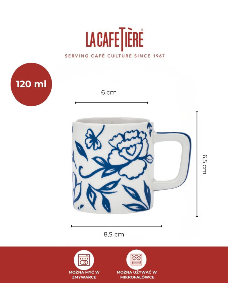 La Cafetière Ceramiczna filiżanka do espresso Blu Fiorato, 120 ml