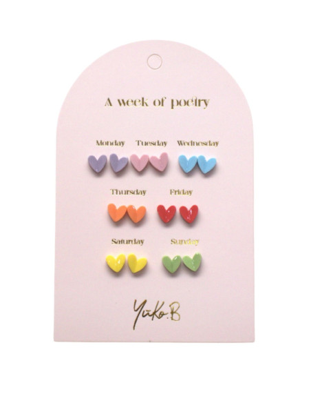 Kolczyki „TYDZIEŃ POEZJI” – Serca, 7 par ( wersja angielska )