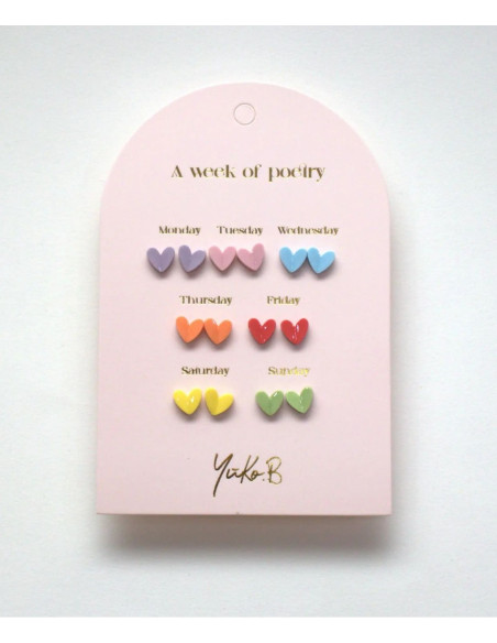 Kolczyki „TYDZIEŃ POEZJI” – Serca, 7 par ( wersja angielska )