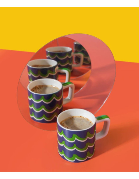 La Cafetière Ceramiczna filiżanka do espresso Cyan Tides, Niebieska, 120 ml