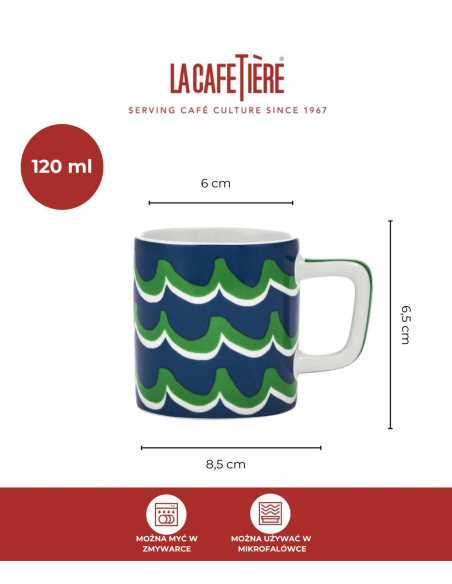 La Cafetière Ceramiczna filiżanka do espresso Cyan Tides, Niebieska, 120 ml