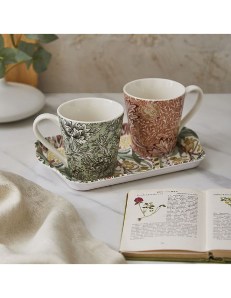 Zestaw Kubki Porcelanowe i Tacka 3 szt.