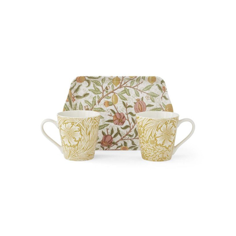 Zestaw Kubki Porcelanowe i Tacka 3 szt.