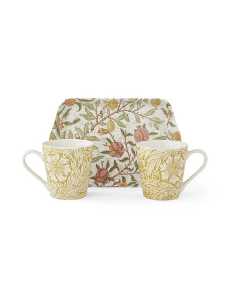 Zestaw Kubki Porcelanowe i Tacka 3 szt.