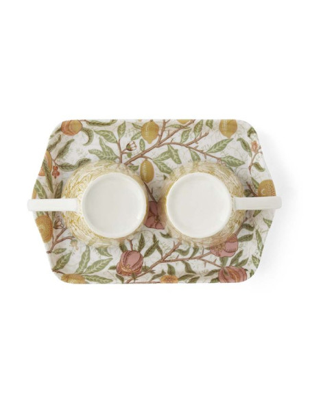 Zestaw Kubki Porcelanowe i Tacka 3 szt.
