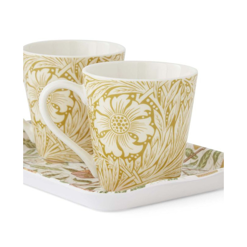 Zestaw Kubki Porcelanowe i Tacka 3 szt.