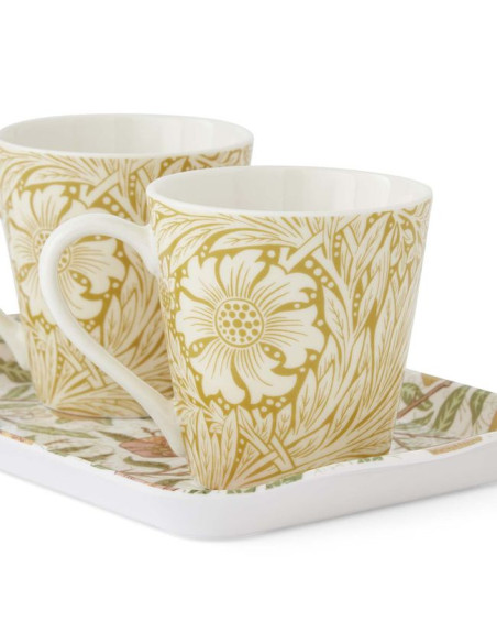 Zestaw Kubki Porcelanowe i Tacka 3 szt.