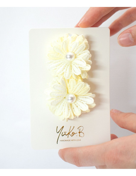 Spinki do włosów „BOHO” - Żółta Sakura