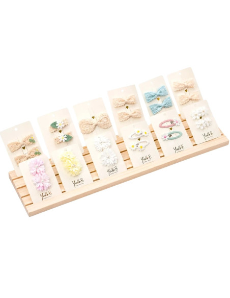 Zestaw 24 spinek do włosów „BOHO” z drewnianym ekspozytorem