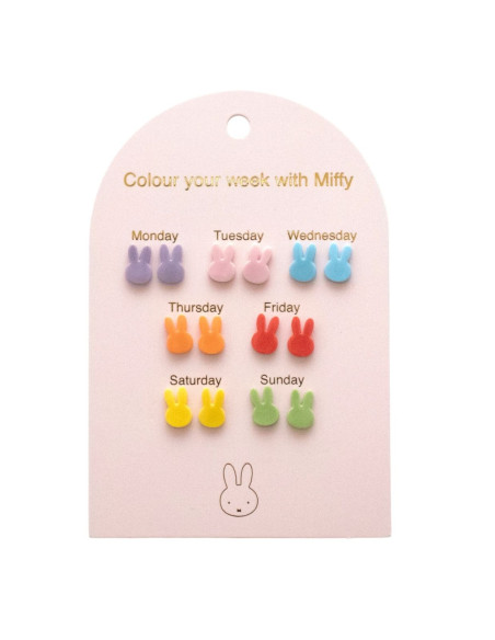 Kolczyki MIFFY – Pastelowe, 7 par (wersja angielska)