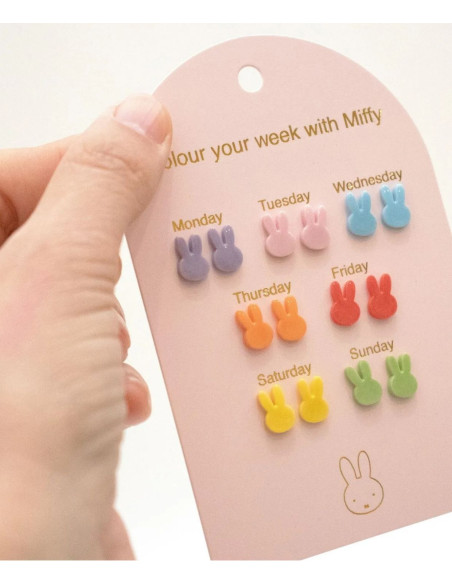 Kolczyki MIFFY – Pastelowe, 7 par (wersja angielska)