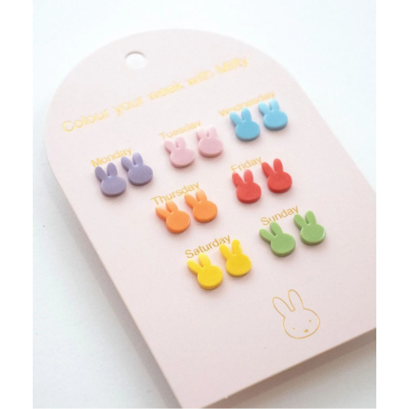 Kolczyki MIFFY – Pastelowe, 7 par...