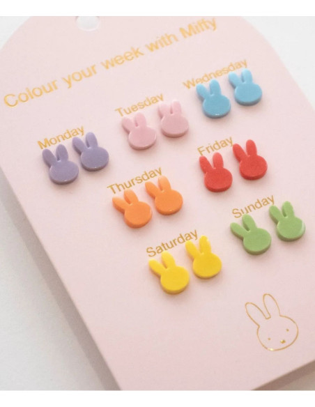 Kolczyki MIFFY – Pastelowe, 7 par (wersja angielska)