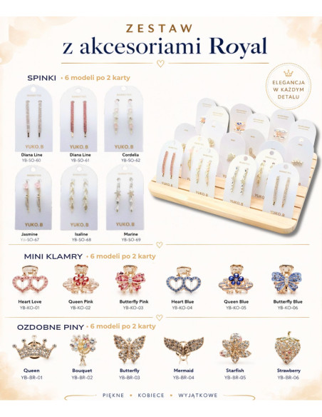 Zestaw 36 kart z akcesoriami Royal z drewnianym ekspozytorem