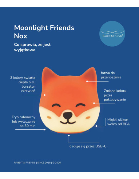 Moonlight Friends - Lis NOX lampka stojąca