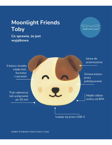 Moonlight Friends - Pies TOBY lampka stojąca