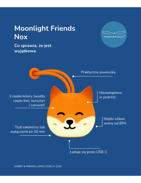 Moonlight Friends - Lis NOX lampka do zawieszenia