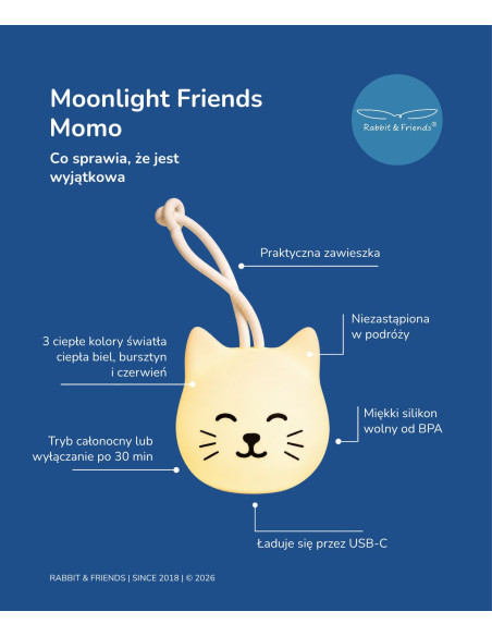 Moonlight Friends - Kot MOMO lampka do zawieszenia
