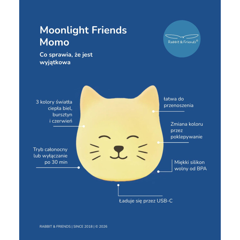 Moonlight Friends - Kot MOMO lampka...