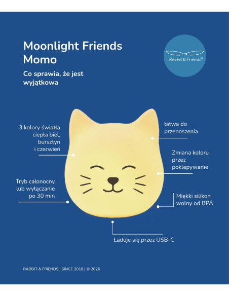 Moonlight Friends - Kot MOMO lampka stojąca