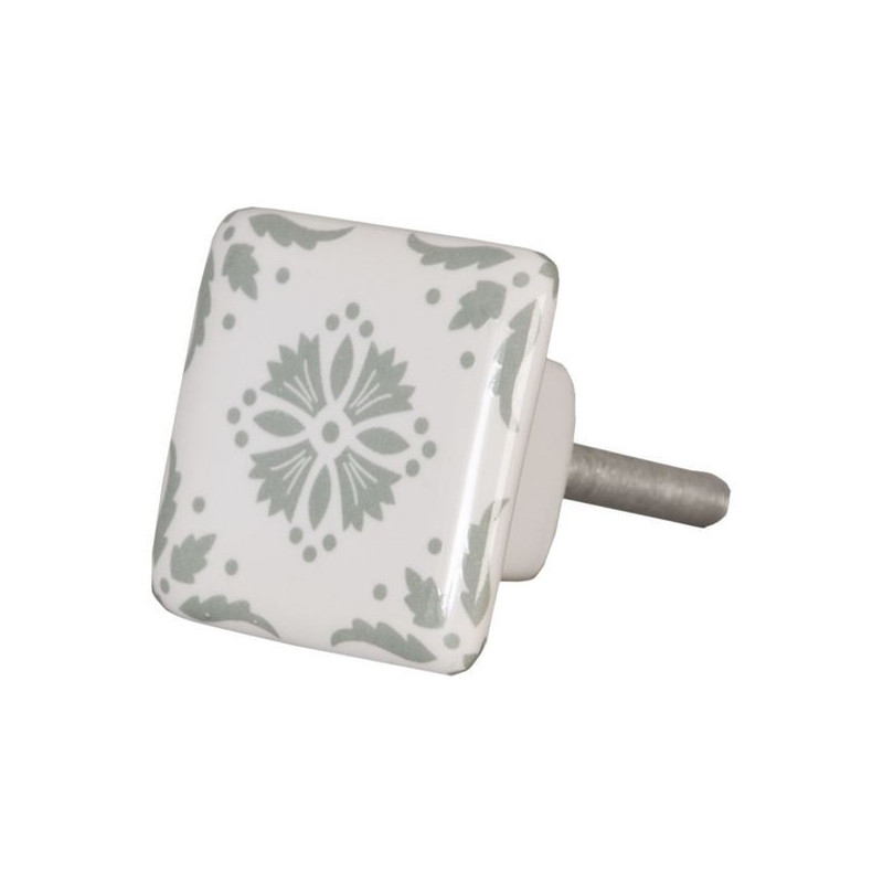 Gałka Ceramiczna Szare Kwiaty