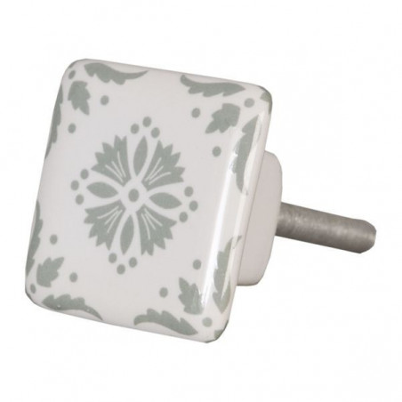 Gałka Ceramiczna Szare Kwiaty