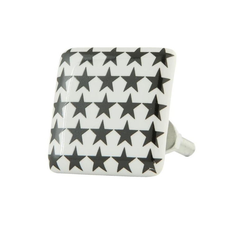 Gałka Ceramiczna Czarne Gwiazdki