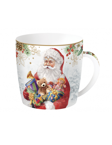 Mikołaj z Prezentami Kubek Porcelanowy w Ozdobnej 